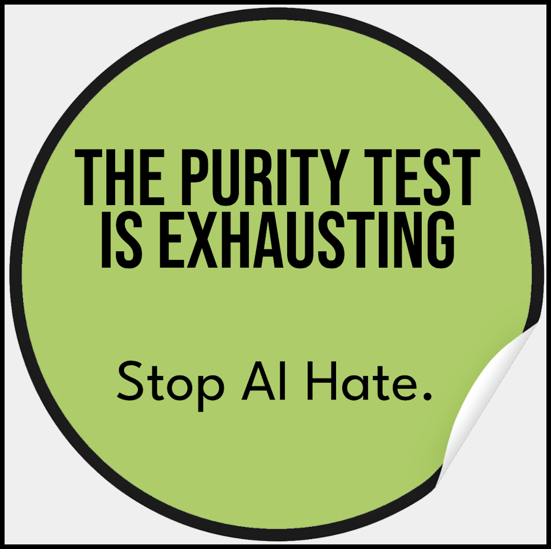 Stop AI Hate sticker mockup with the phrase 'Don't Pretend You Don't Use It'.