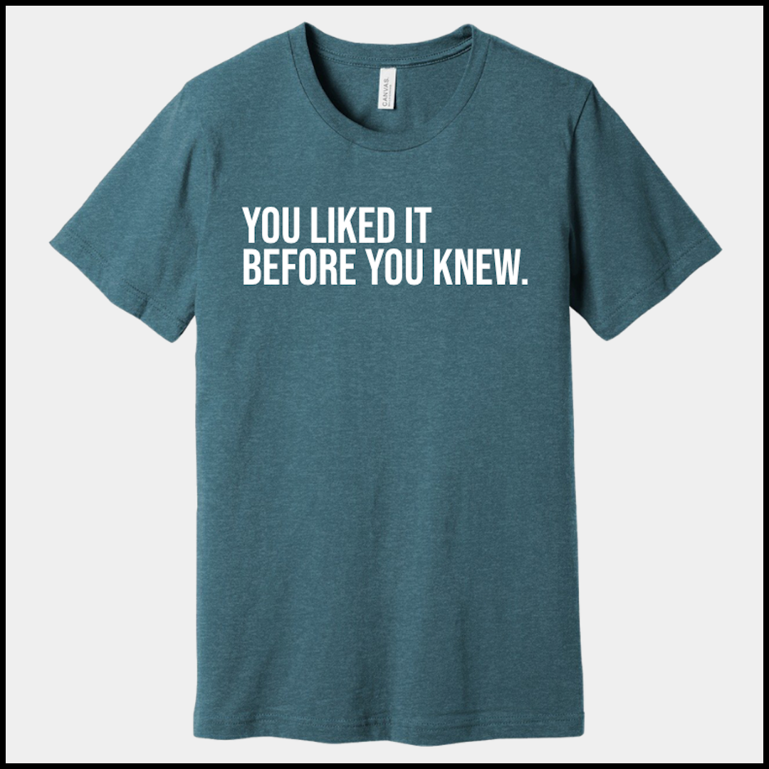 Stop AI Hate shirt mockup with the phrase You liked it before you knew.
